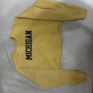 Blue 84 Yellow Off-the-Shoulder UofM Sweater